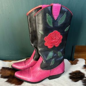 Vintage Nine West Rose Flower Western Cowboy/Cowgirl Boots